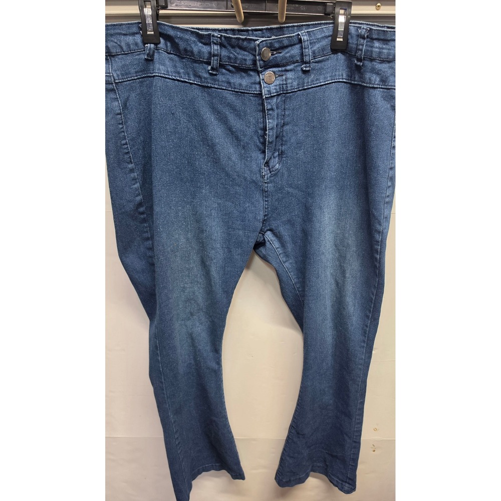Jessica Jeans Women 3XL Blue High Rise Double Button Flare Leg Stretch Denim - Picture 6 of 8